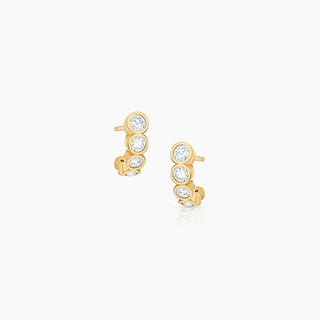 Astrid 14k Gold Plated Flush Set Huggie Hoop Earrings - THATCH