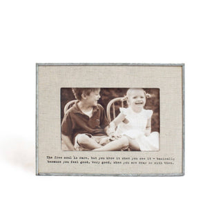 "Free Soul" Handmade Linen & Glass Photo Frame – Rustic 4x6 Picture Frame