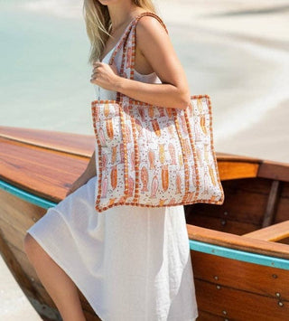 Whimsical Fish Block Print Tote: Quilted Cotton Carry-All