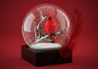 Winter Cardinal Glass Snow Globe: Symbolic Good Luck Home Decor