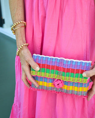 Handcrafted Multi-Stripe Bright Summer Clutch – The Lilley Line