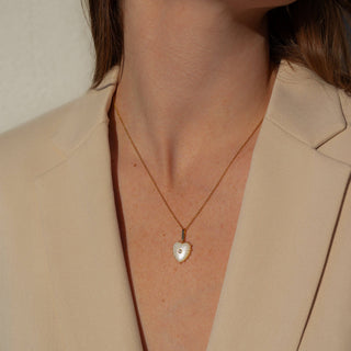 Isabel Hand-Carved Mother of Pearl Heart Charm – 14k Gold Plated By Thatch Jewelry