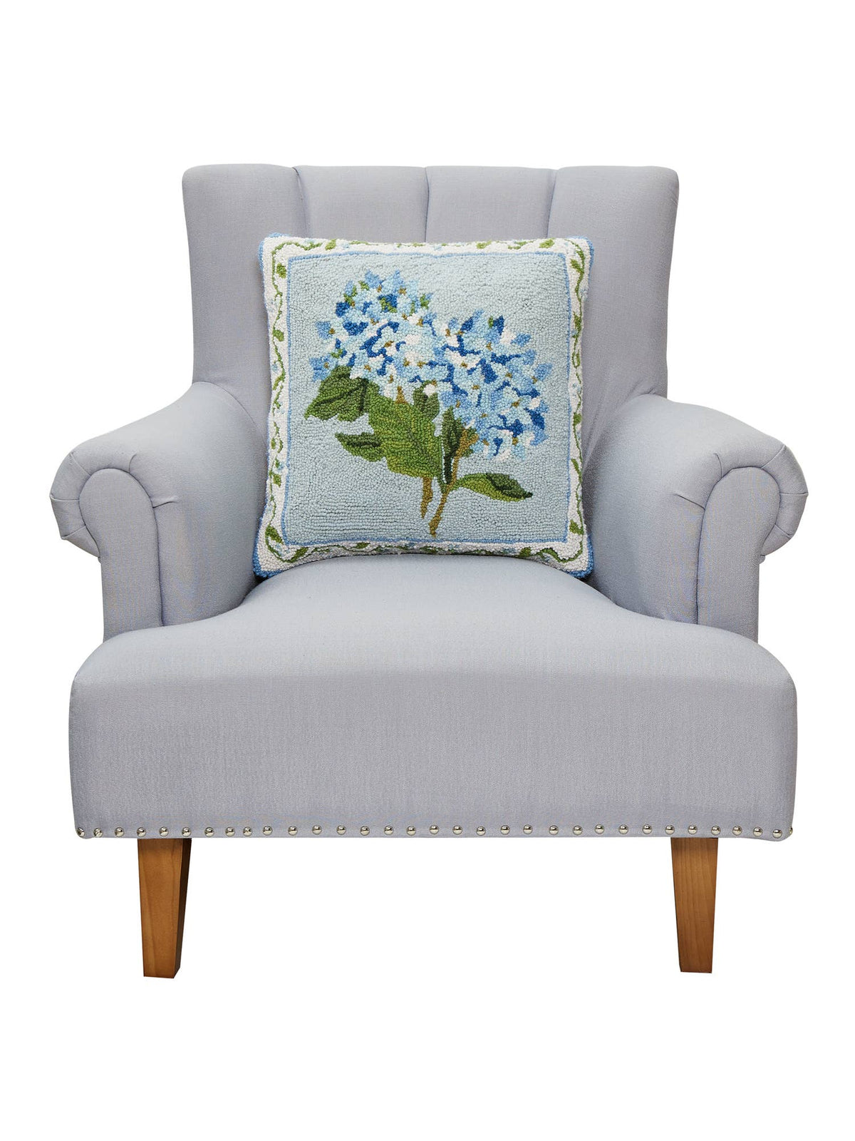Blue Hydrangea Hook Pillow - Sally Eckman Roberts
