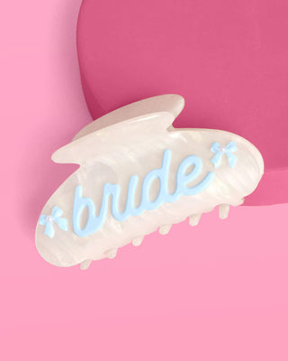 "Something Blue" Bride Hair Claw Clip – Pearl & Marbled Acrylic