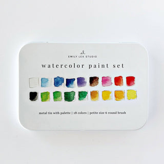 Emily Lex Essential Watercolor Travel Set – 18 Premium Colors & Brush