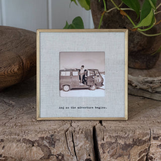 "And So The Adventure Begins" Vintage Brass & Linen Heirloom Frame