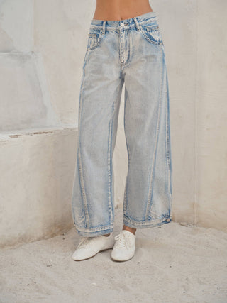 Aaron & Amber Arch Curve: Architectural Vintage Wide-Leg Jeans