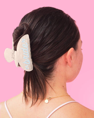 "Something Blue" Bride Hair Claw Clip – Pearl & Marbled Acrylic