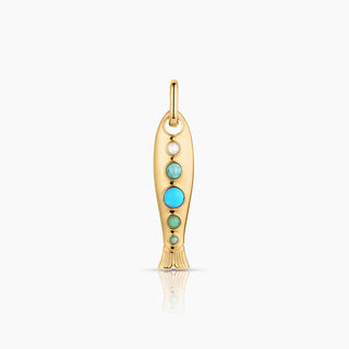 Amalfi Fish Clip Charm | 14k Gold & Hand-Set Gemstone Inlay By Thatch Jewelry