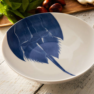 Caskata Horseshoe Crab Artisan Porcelain Wide Serving Bowl (11.5”)