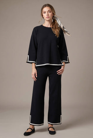 SW6893 Knit Top with Contrast Trim Sleeves