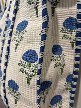 Seaside Quilted Tote: Handcrafted Block Print Travel Bag