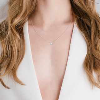 Crislu .50ct Bezel Pendant Necklace in Platinum