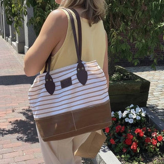 Chebeague Stripe Handbag – Recycled Sail Cloth & Waxed Canvas Tote