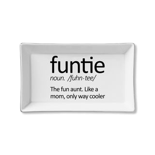 "Funtie" Ceramic Trinket Tray – Funny Jewelry Dish & Gift for the Cool Aunt