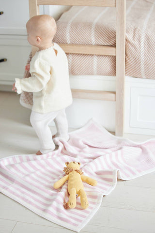 Sweet Pea Stripe Blush Pink Mini Cotton Baby Blanket -Chappy Wrap