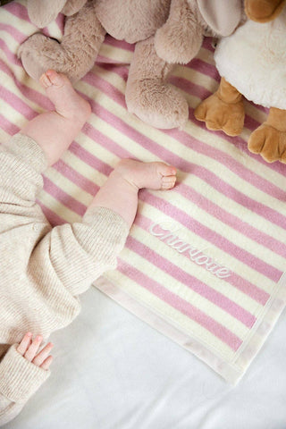 Sweet Pea Stripe Blush Pink Mini Cotton Baby Blanket -Chappy Wrap
