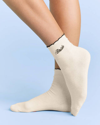 Bride Ruffle Socks | Embroidered Wedding & Bachelorette Gift