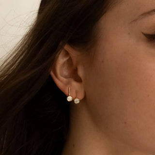 Noemi 14k Gold Minimalist CZ Drop Stud Earrings
