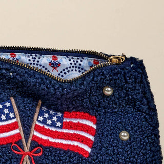 Americana Teddy Pouch – Patriotic Sherpa Travel & Cosmetic Bag