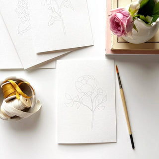 Emily Lex Garden Flowers Paintable Watercolor Notecard Set — DIY Floral Stationery Kit