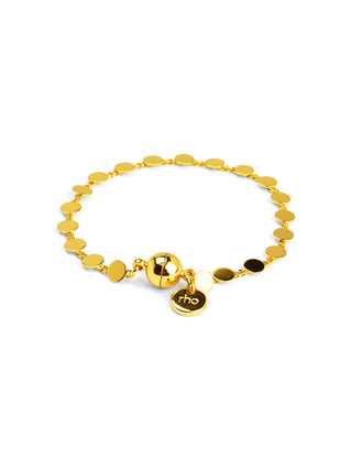 Shimmering Dot Disc Magnetic Chain Bracelet - Triple-Plated Gold