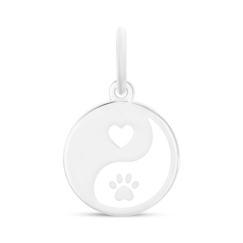 Lola silver and alpine white forever in out hearts charm.  Sterling silver and enamel