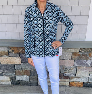 Lulu-B Women’s Ocean Shells UPF 50+ Cooling Full Zip