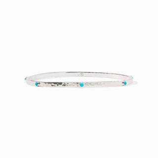 Julie Vos Crescent Stone Bangle, Silver, Turquoise Blue