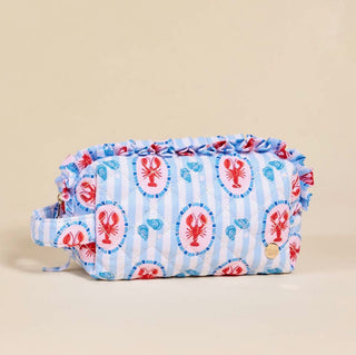 Seaside Lobster Quilted Cosmetic Pouch & Travel Makeup Bag