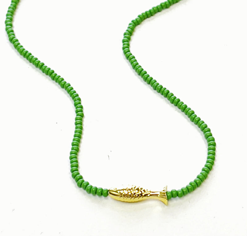 Lucky Fish Beaded Necklace Water Friendly