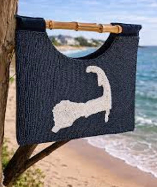 Cape Cod Beaded Handbag with Bamboo Handles – Coastal Statement Bag