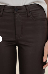 Kut From The Kloth Kelsey Coated High Rise Ankle Flare In Chocolate