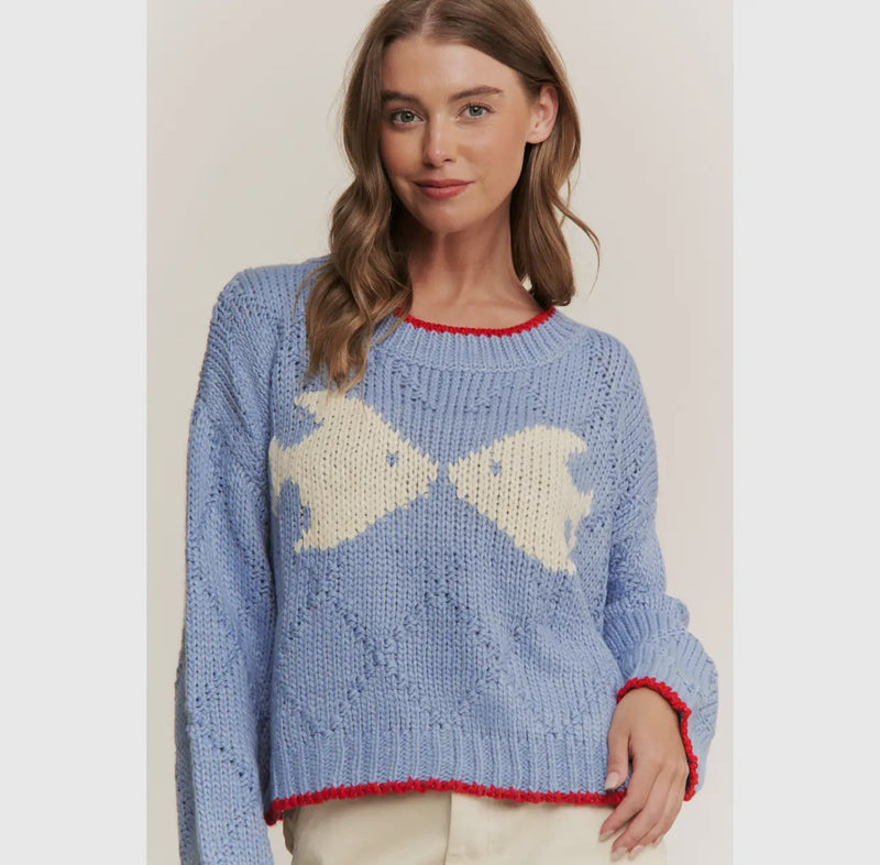 Kissing Fish Jaquard Sweater