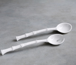 Beatriz Ball VIDA Luxury White Bamboo Melamine Salad Servers - 12.5"