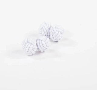Nautical White Monkey Fist Knot Cufflinks - Coastal Preppy Chic