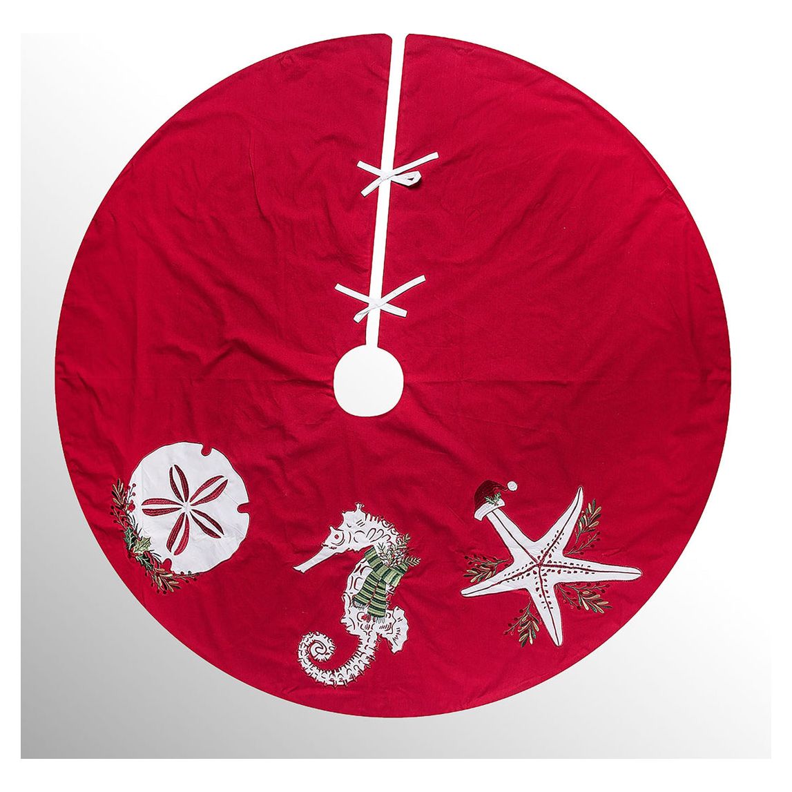 Nautical Seahorse Tree Skirt-Red