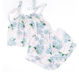 Hydrangea Ribbons Tie Top Ruffle Sleep Set