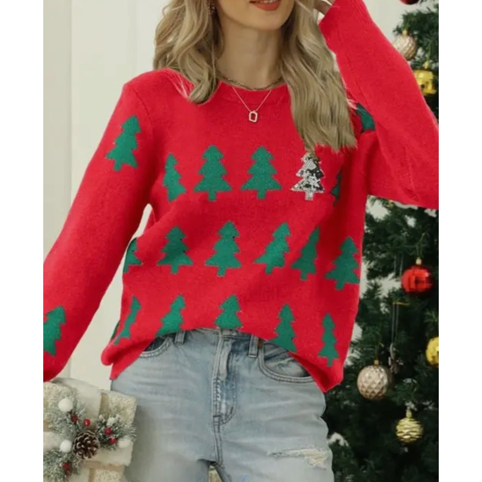 Christmas Tree Jacquard Sweater