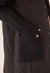 Quilted Combination Coat - Black