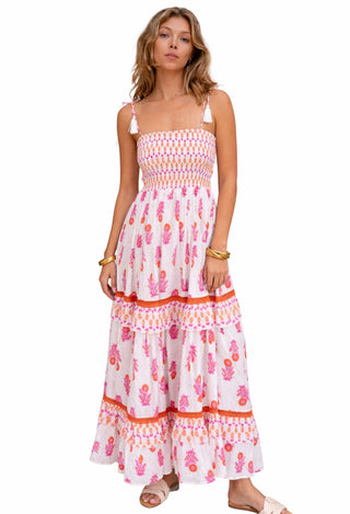 Debbie Katz Alma Cotton Boho Sun Dress – Shimmering Tiered Maxi