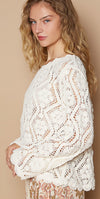 Cream Crochet Sweater