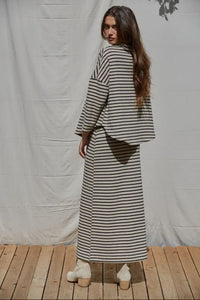 Knit long Sleeve Stripe Pull Over Turtleneck