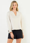 Go from day to night with our on trend suede top   Pair back to almost any of your favorite bottoms depending on the look you are after.

 

Style Measurements for Size S
/ Designed in USA
  - Body Length: 23 1/2 in
  - Bust Width: 38 in
  - Sleeve Length: 25 in

/ Model Sizes
  - Wearing Size S
  - Height 5' 9", Bust 32", Waist 25 1/2", Hips 36"

/ Fabric Content
  - KNIT / 93% Polyester, 7% Spandex
