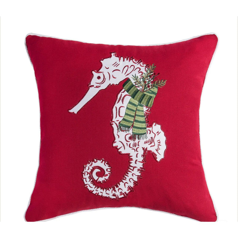 Seahorse Christmas Pillow