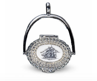 Nantucket Lightship Basket Pendant Necklace with Scrimshaw & Lucky Penny