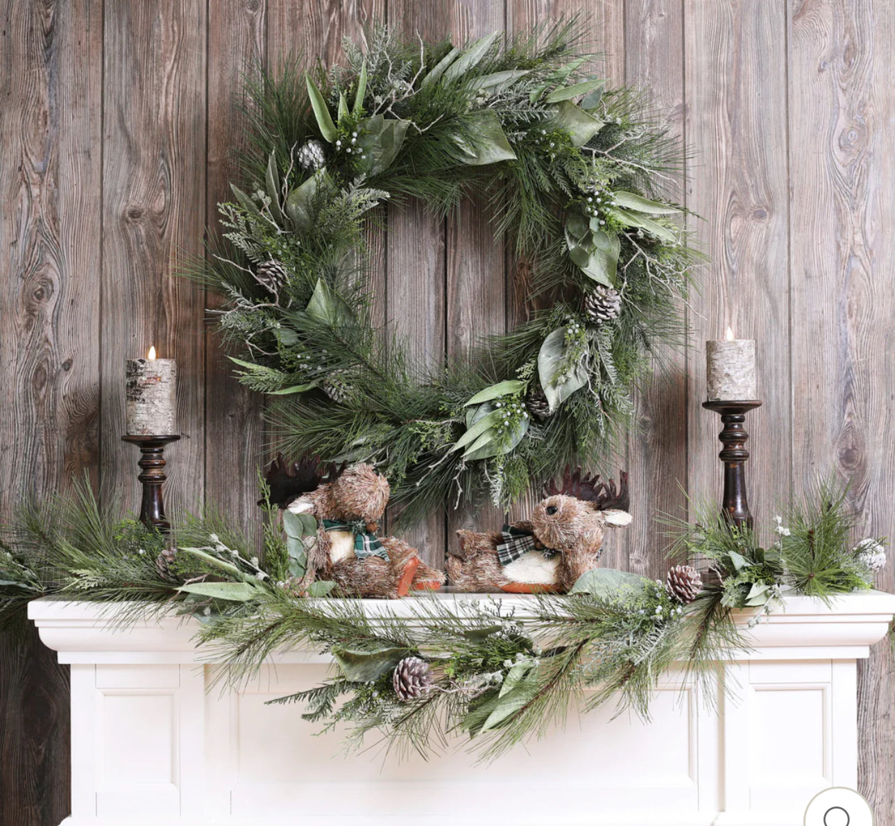 Moving Flameless LED Brown Faux Birch Pillar Candles with Remote - Set of 3