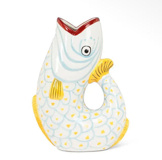 Coastal Blue Stripe Ceramic Fish Pitcher – 48oz Modern Water Jug