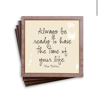 Always Be Ready Copper & Glass Coasters, Set of 4