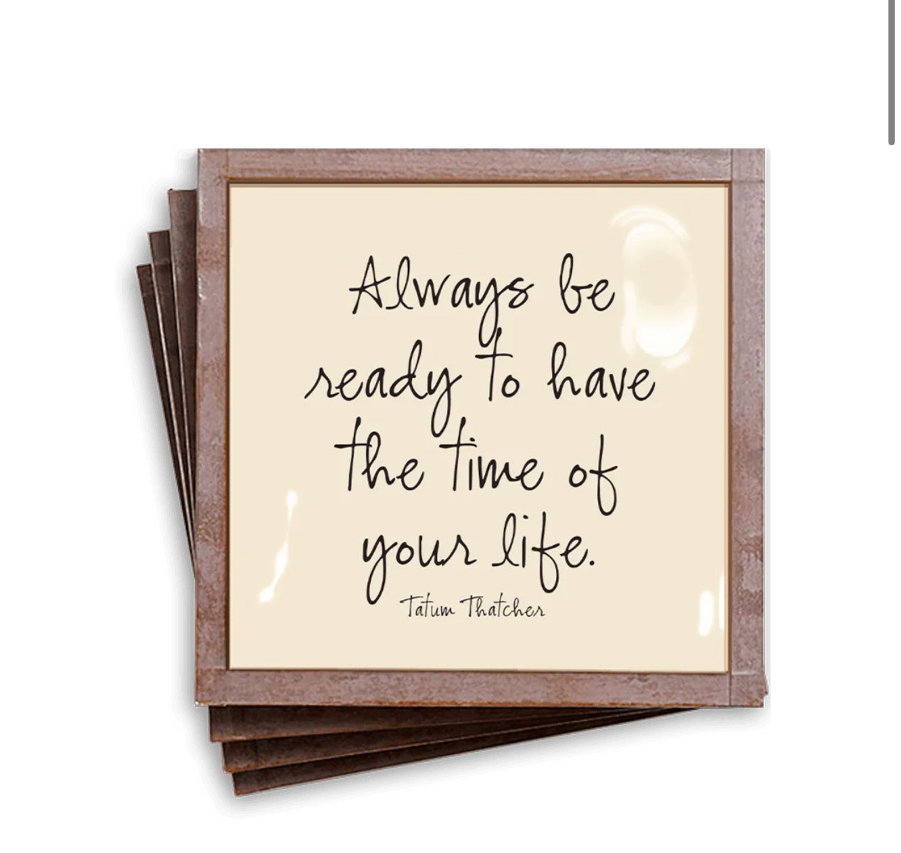 Always Be Ready Copper & Glass Coasters, Set of 4